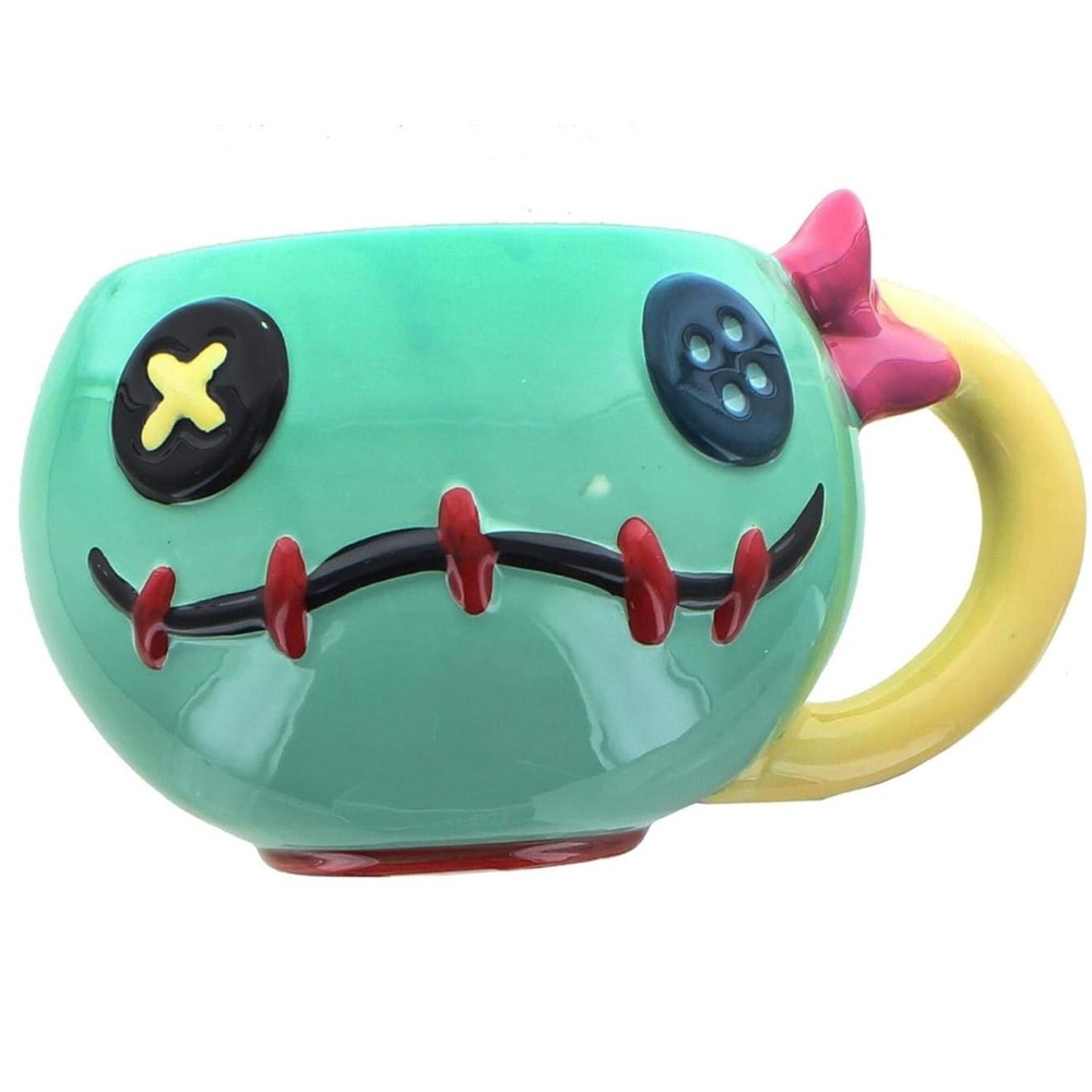 Disney Lilo & Stitch Scrump Green and Yellow Mug with Pink Bow 🎀 NWT